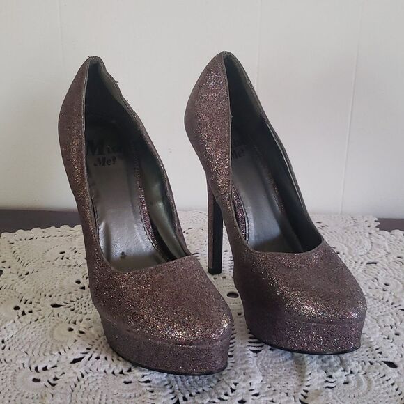 Sparkly Glittery Purple Miss Me? Heels Sz 8 - Picture 2 of 6